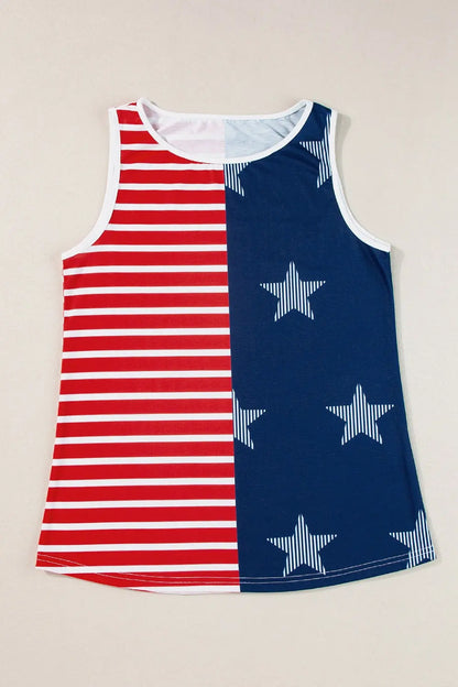 US Flag Round Neck Tank 