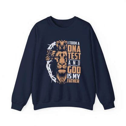 Navy God Is My Father Christian Sweatshirt – Inspirational faith apparel with a bold design, perfect for expressing your belief and love for God.