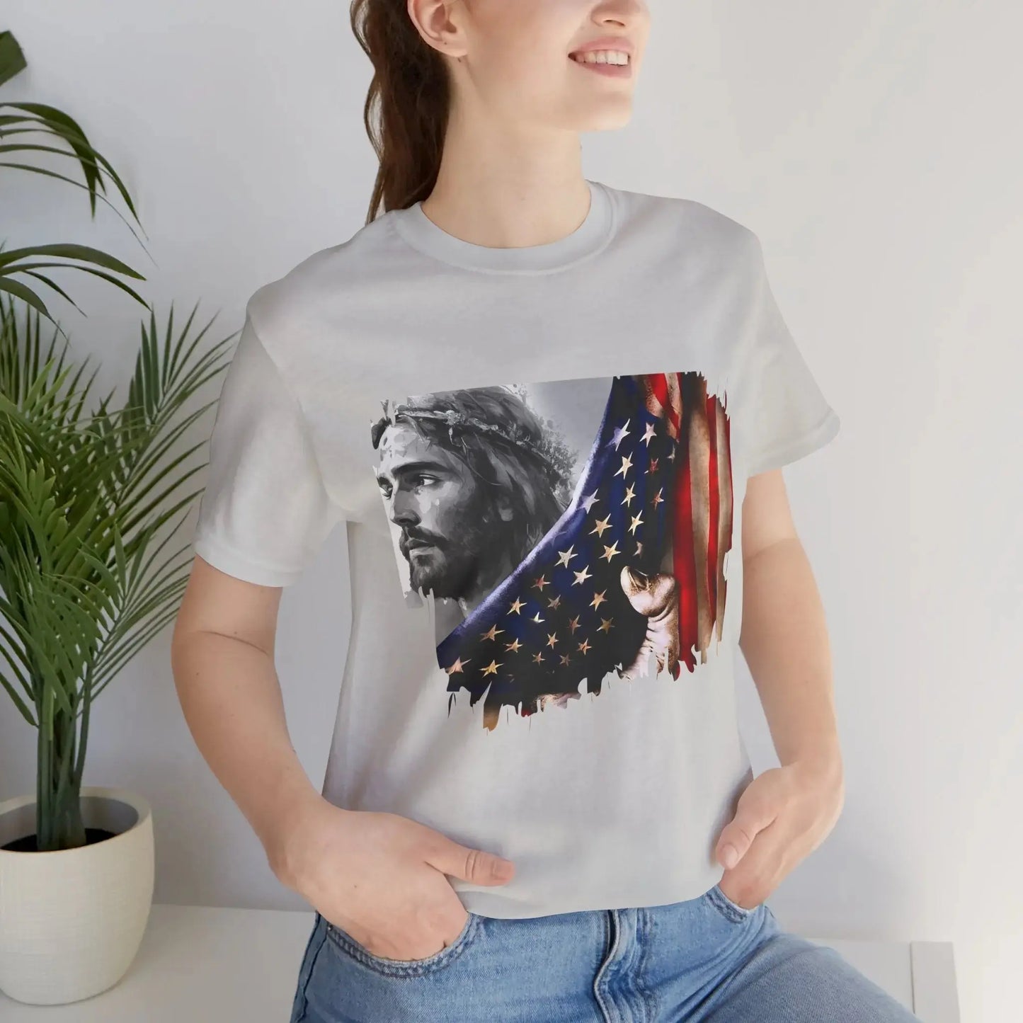 The Reveal Design Tee – Jesus American Flag Patriotic Shirt Envy The Eagle