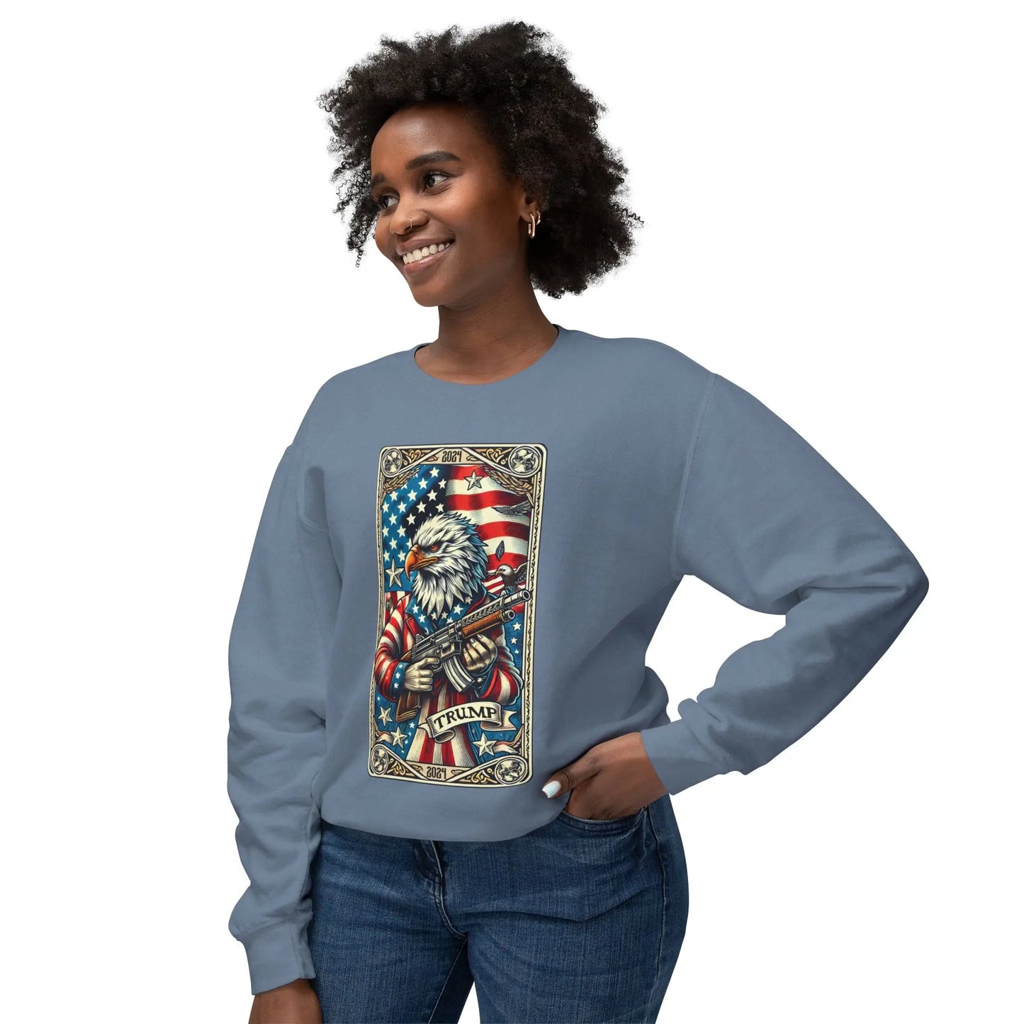 Trump The Card Lightweight Unisex Sweatshirt | Comfortable, Stylish Support for Trump – Perfect for Men & Women Proud of Their Patriotism Envy The Eagle