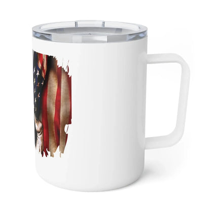 The Reveal Design 10oz Insulated Coffee Mug – Jesus Behind American Flag – Patriotic Christian Coffee Mug Envy The Eagle