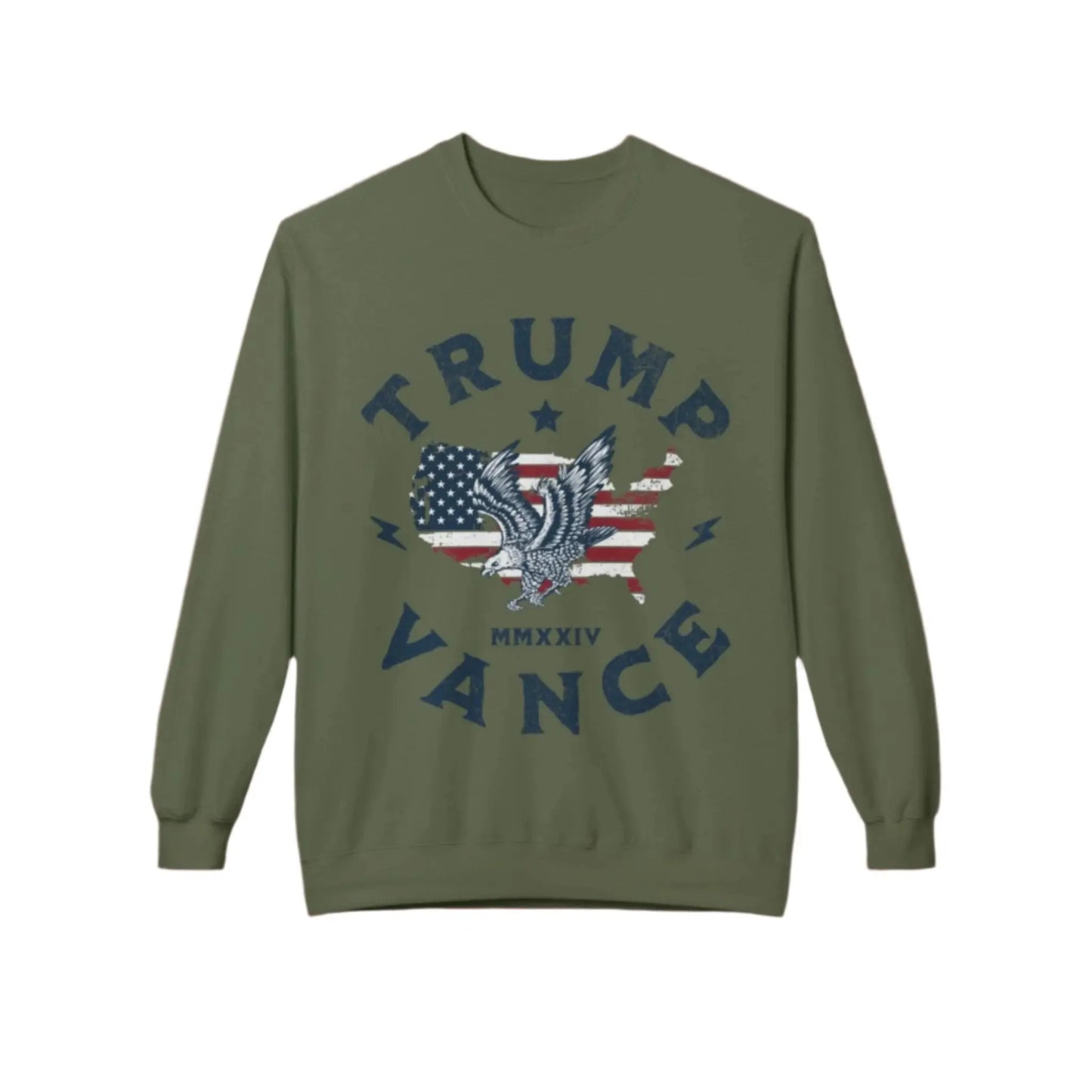 Trump Vance America Unisex Fleece Sweatshirt - Comfortable Midweight Crewneck for Men & Women – Show Your Patriotism & Support for Trump Envy The Eagle