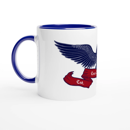 Envy The Eagle© Side view Coffee mug Red White and Blue. Love of Country Patriotic Blue color inside.