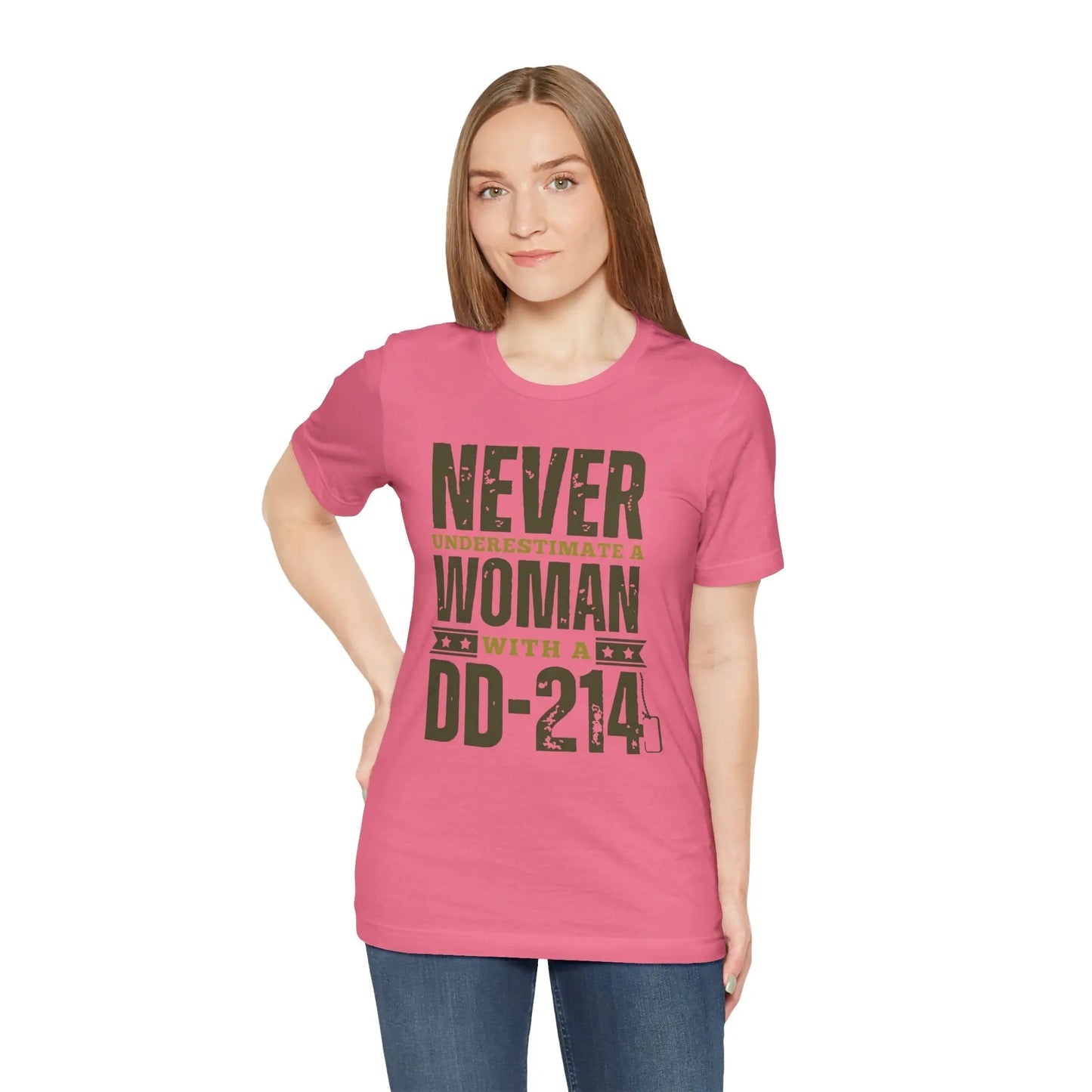 Military Women's Tee - Never Underestimate DD214 | Veteran Shirt Envy The Eagle