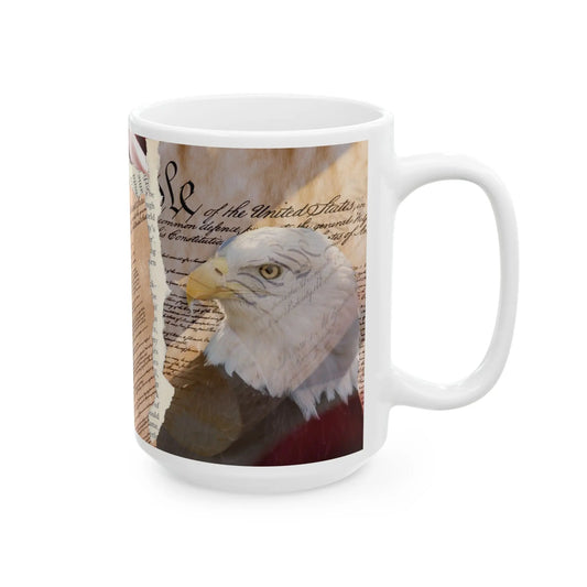 US Constitution Eagle Ceramic Mug 15oz – Patriotic Coffee Mug | American Eagle Design | Ideal Gift for Patriots & Constitutional Scholars Envy The Eagle