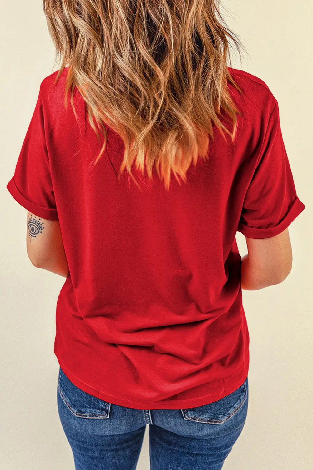 1776 Red Graphic Round Neck Short Sleeve T-Shirt 