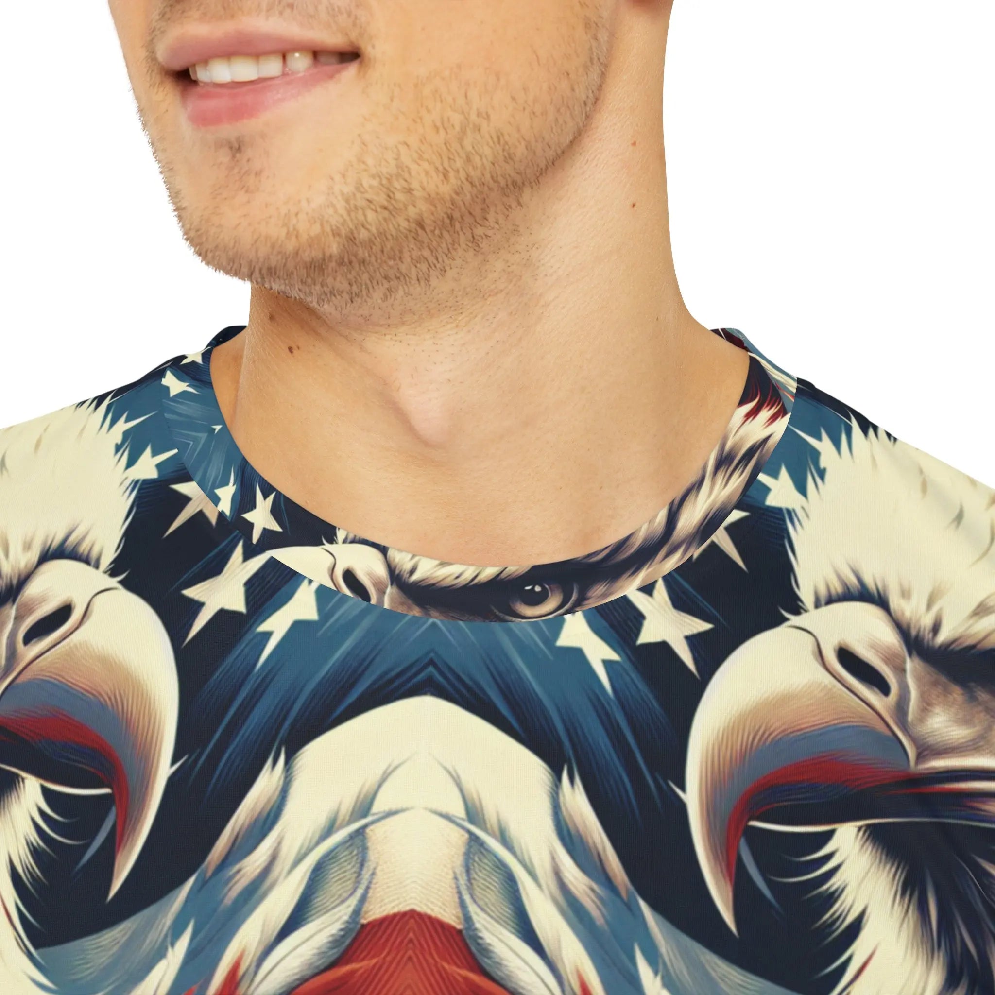 Close up of collar All Over Eagle Eye Design © Men's Tee - Envy The Eagle™