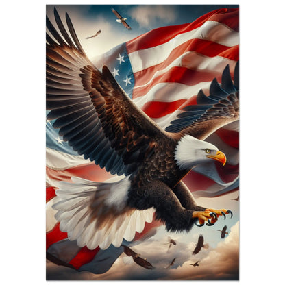 Bald Eagle Wall Art with American flag. Patriotism USA Pride