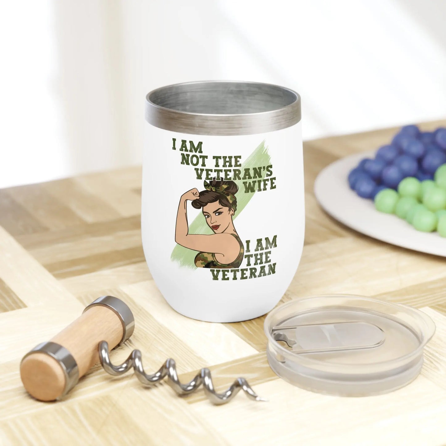 I Am Not the Veteran’s Wife, I Am the Veteran Hot Cold Wine Tumbler – Patriotic Women’s Military Wine Tumbler | Veteran Pride Wine Tumbler Envy The Eagle