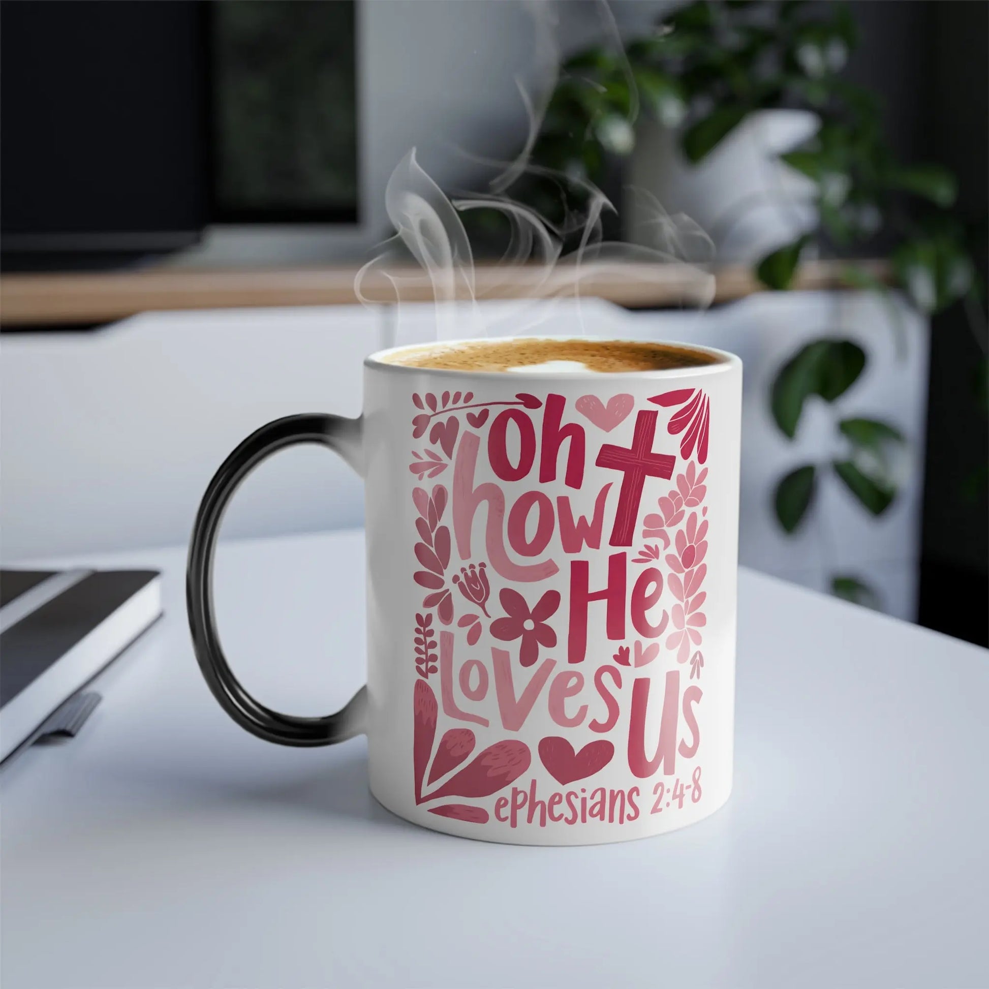 Personalized Experience God's Love with the 'Oh How He Loves Us' Ephesians 2:4-8 Color Morphing Mug - 11oz | Perfect Gift for Faithful Souls Envy The Eagle