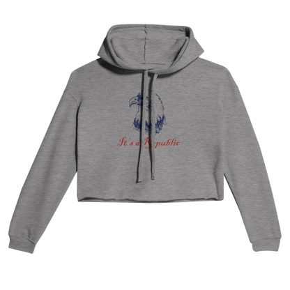 Dark Grey Republic Eagle™ Women's Cropped Hoodie - Bold Patriotic