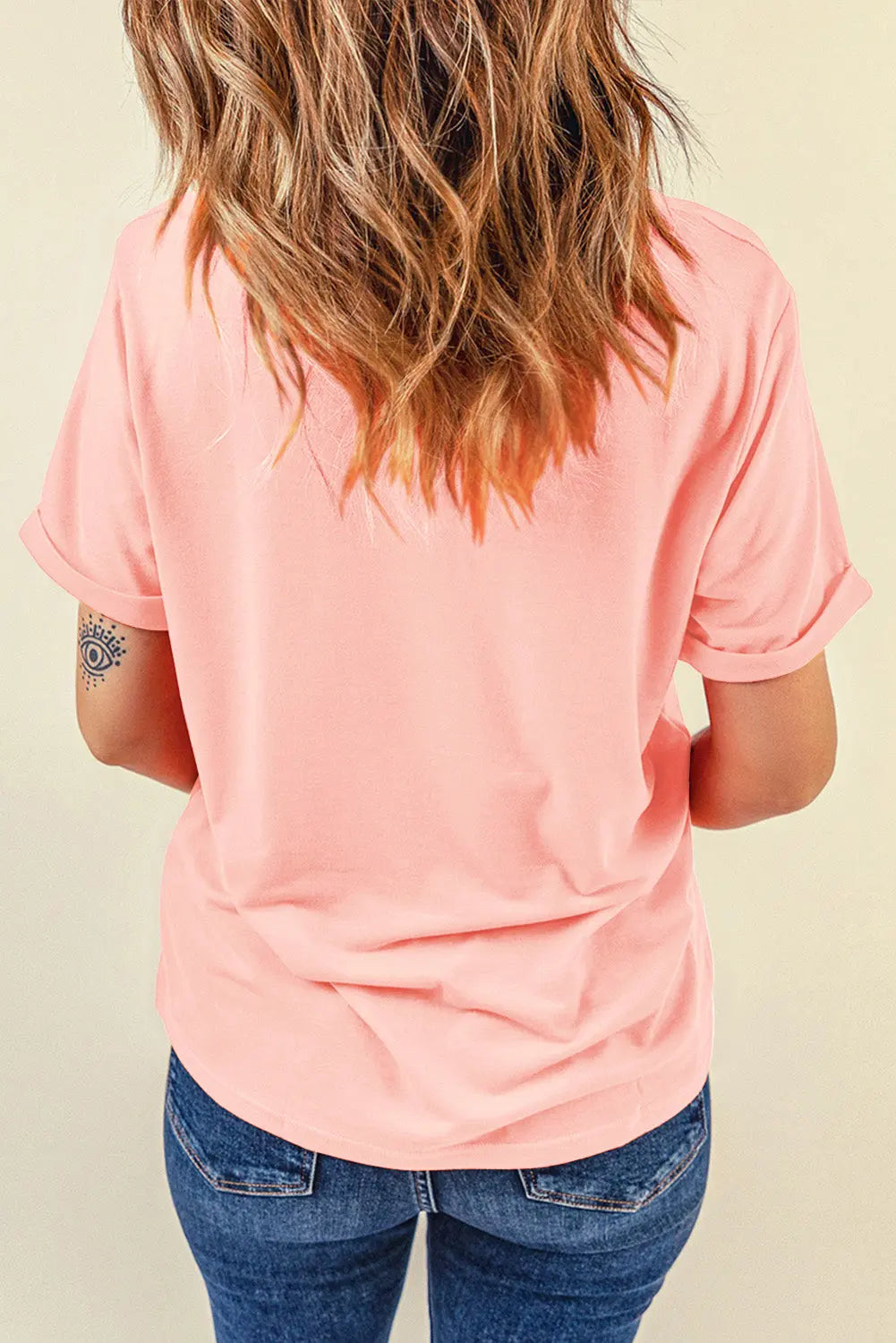 Heart Round Neck Short Sleeve T-Shirt 