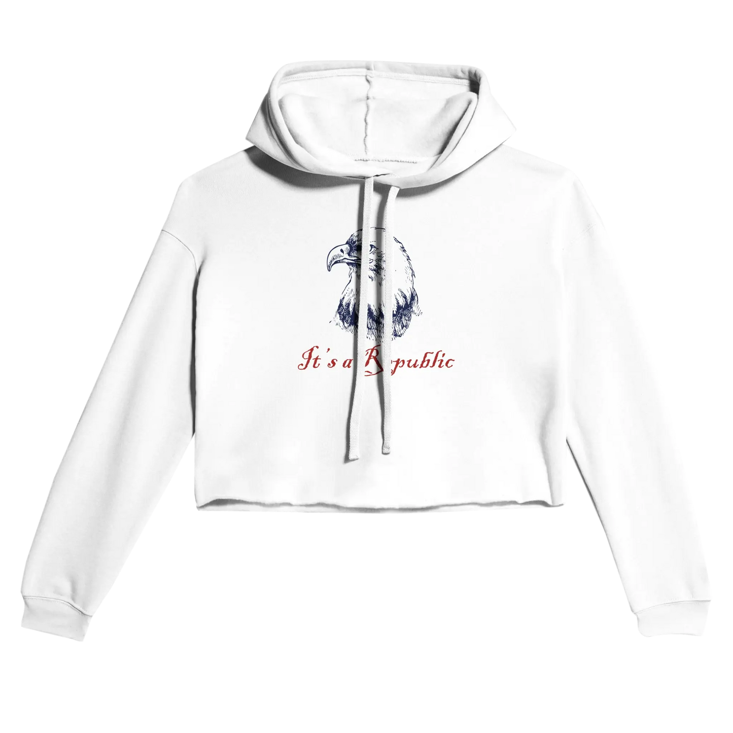 White Republic Eagle™ Women's Cropped Hoodie - Bold Patriotic