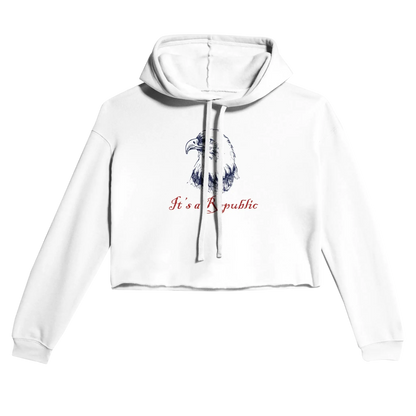 White Republic Eagle™ Women's Cropped Hoodie - Bold Patriotic