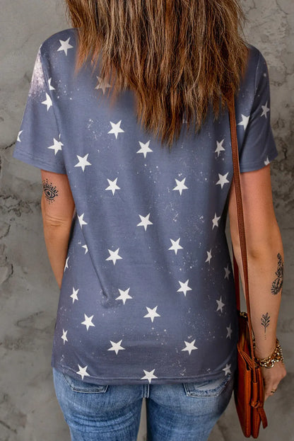 Back of tee with stars STARS OF AMERICA T-Shirt for women, a bold patriotic round neck tee with star-spangled design perfect for showing your American pride.