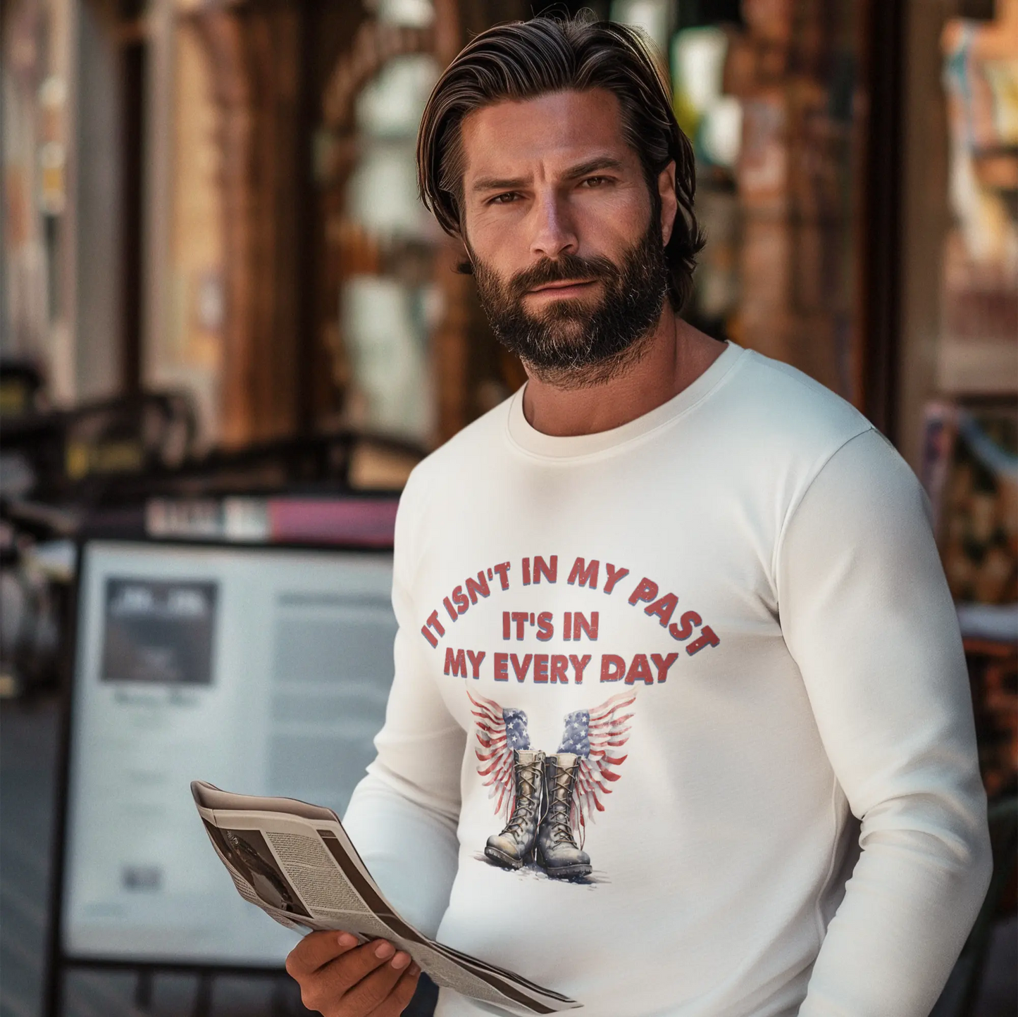 PTSD Awareness Long Sleeve Back Print Tee - 'It Isn't In My Past, It's In My Everyday' Envy The Eagle